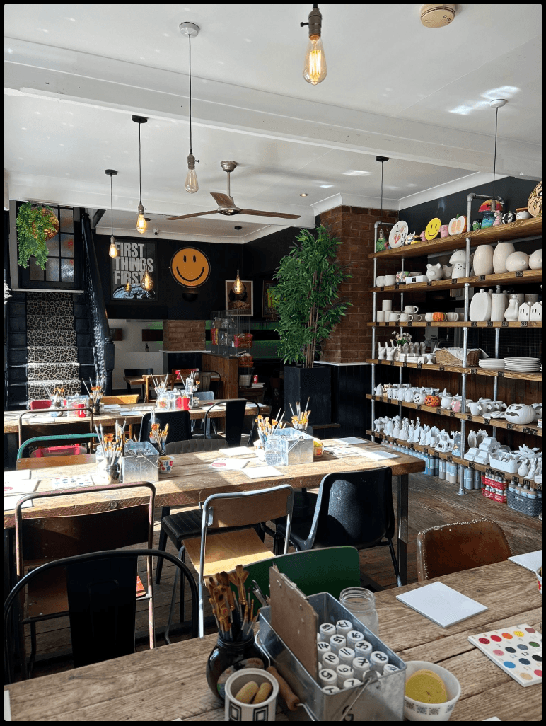Inside art-ful pottery café, Worthing